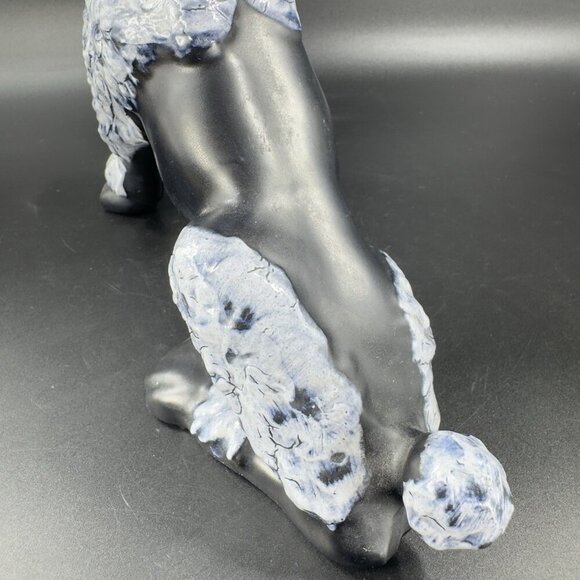 Vintage MCM Poodle Dog Figurine Crackle Glaze Black White Spots Ceramic Decor - Picture 11 of 13
